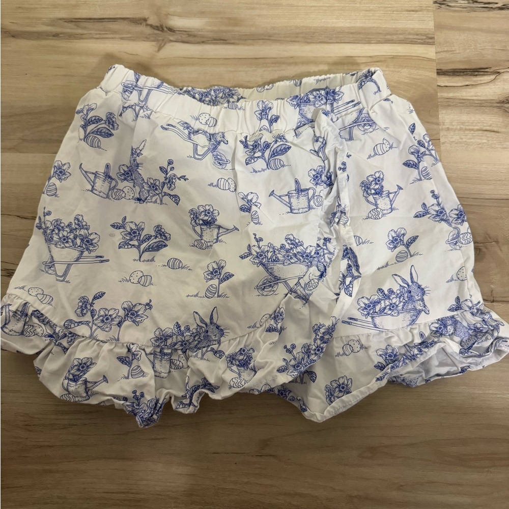 Gymboree White and Blue Floral Ruffle Skort